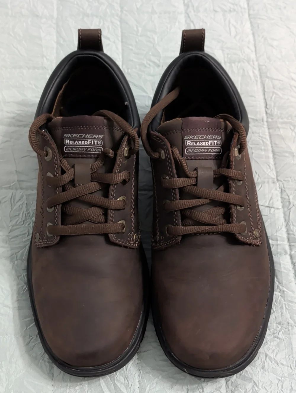 Skechers Brown Leather Relaxed Fit Lace-Up Oxfords